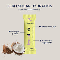 JoinBelle HydroBelle Lemon Lime drink in a glass with crisp flavor