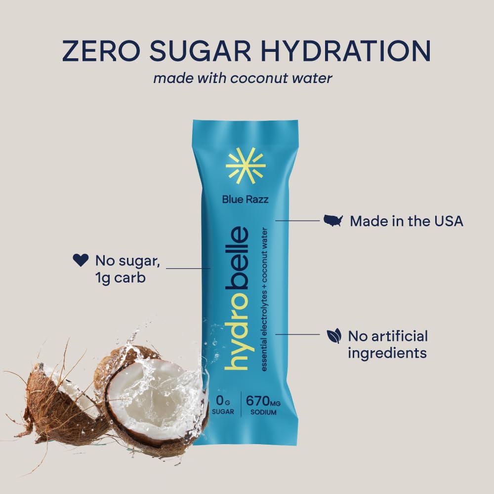Travel-friendly HydroBelle packets designed for workouts and outdoor days.