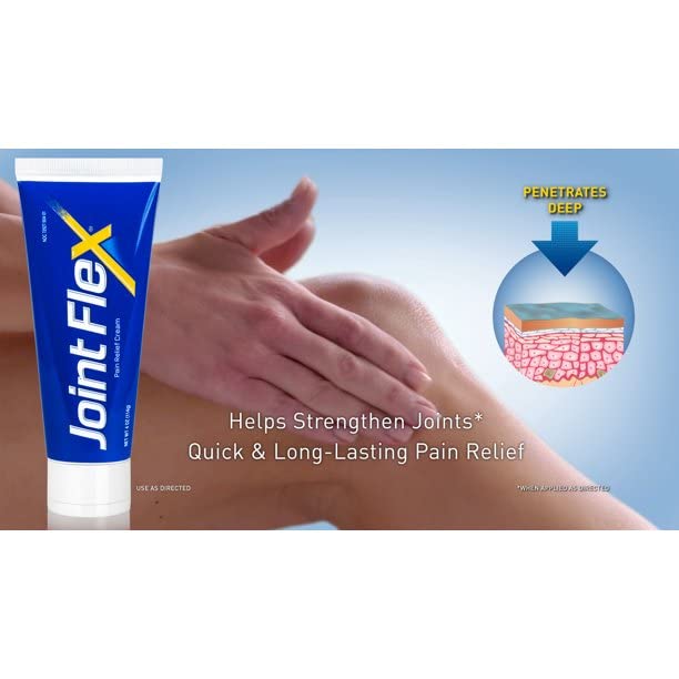 Dispensing JointFlex cream from a jar for easy application.
