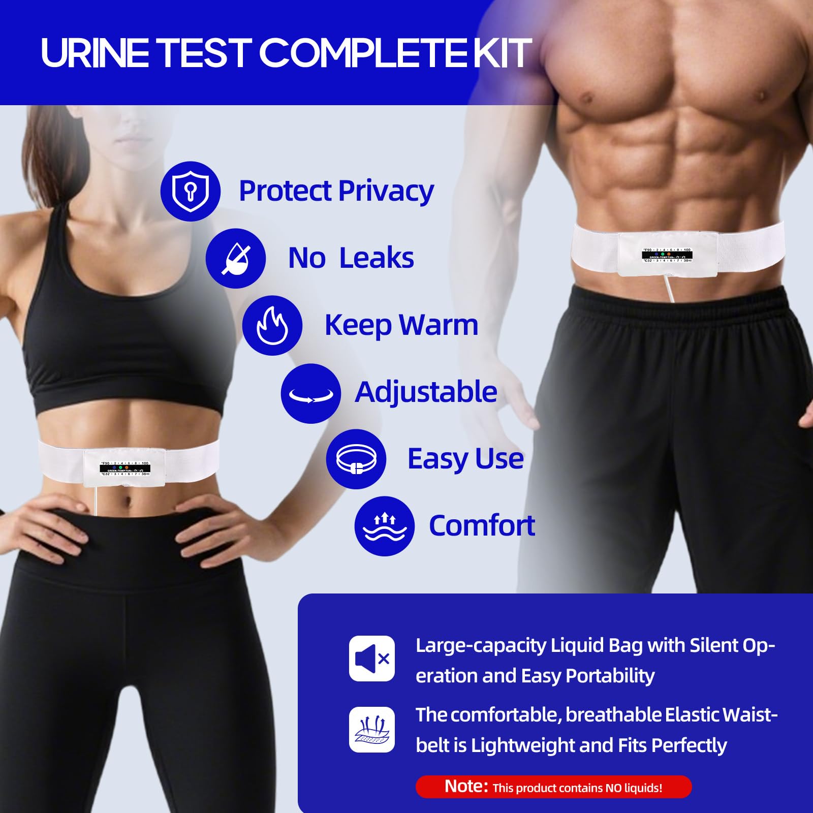 JORVONR Urine Test Complete Kit Stretchable Belt fits diverse body types