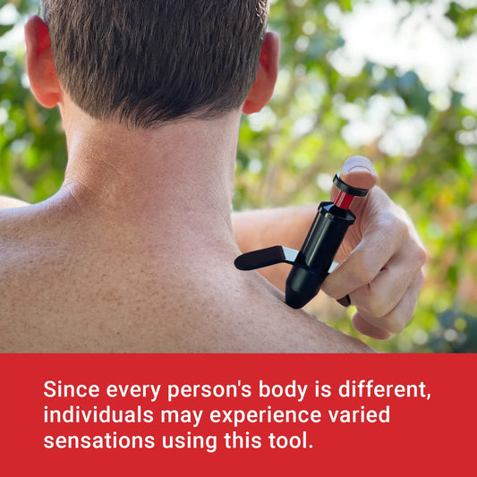 JOUNJIP trigger point stimulator plunger action shown for quick surge activation.