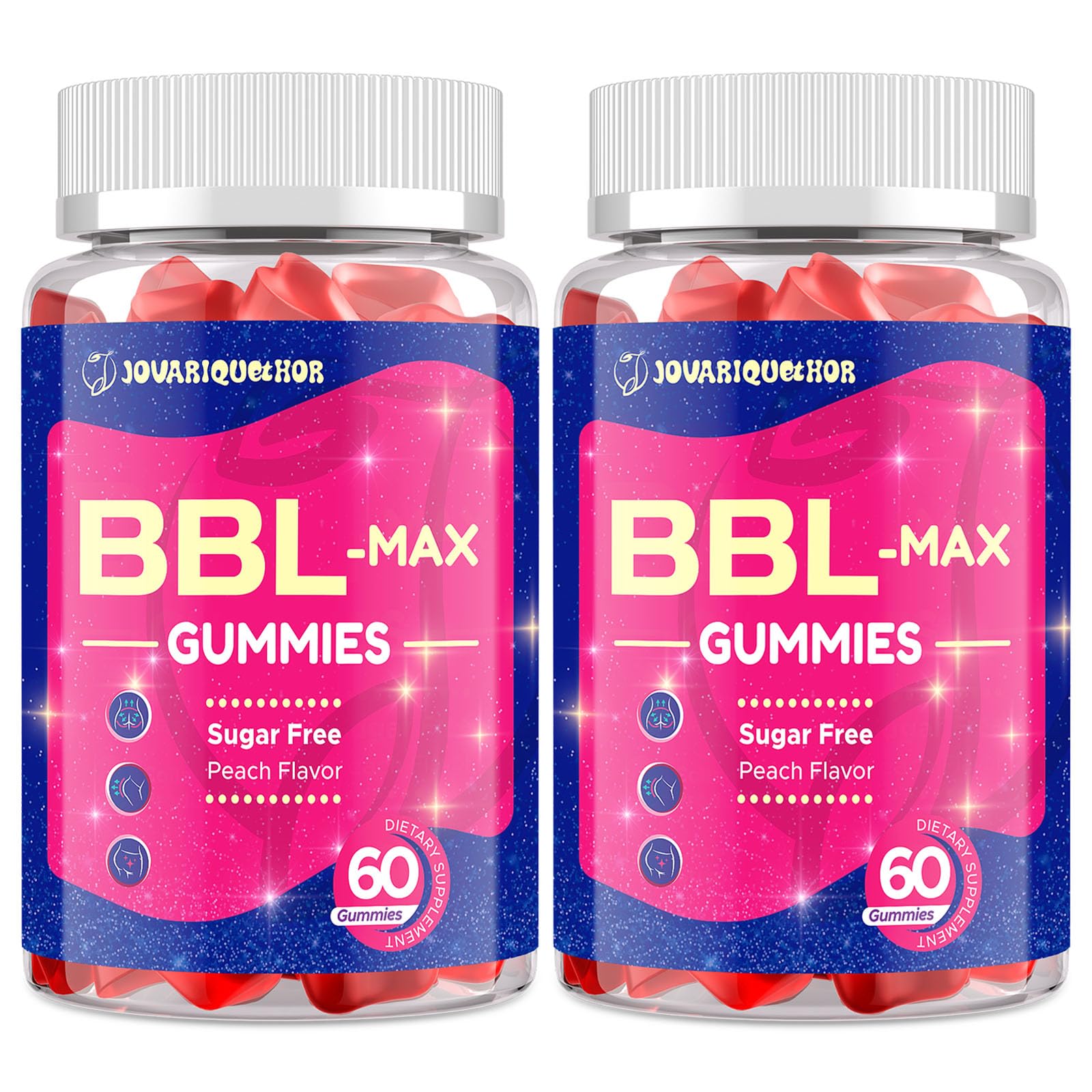 Jovariquethor Booty Gummies bottle with peach flavor for daily wellness support
