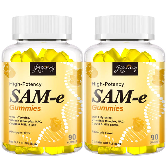 Jovianoy SAM-e Gummies bottle closeup highlighting high-potency formula for daily mood support