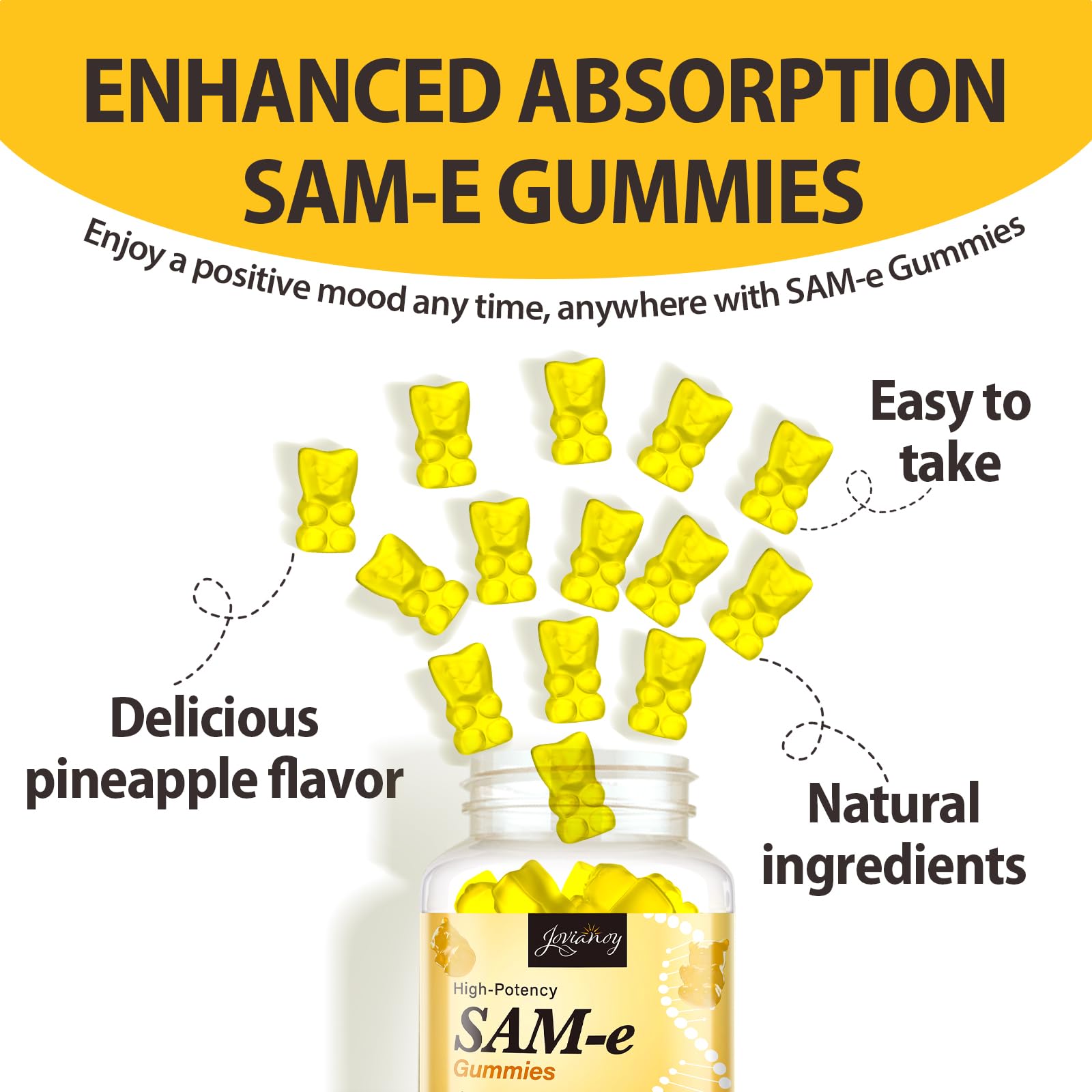 Jovianoy SAM-e Gummies glass of water ready for quick intake