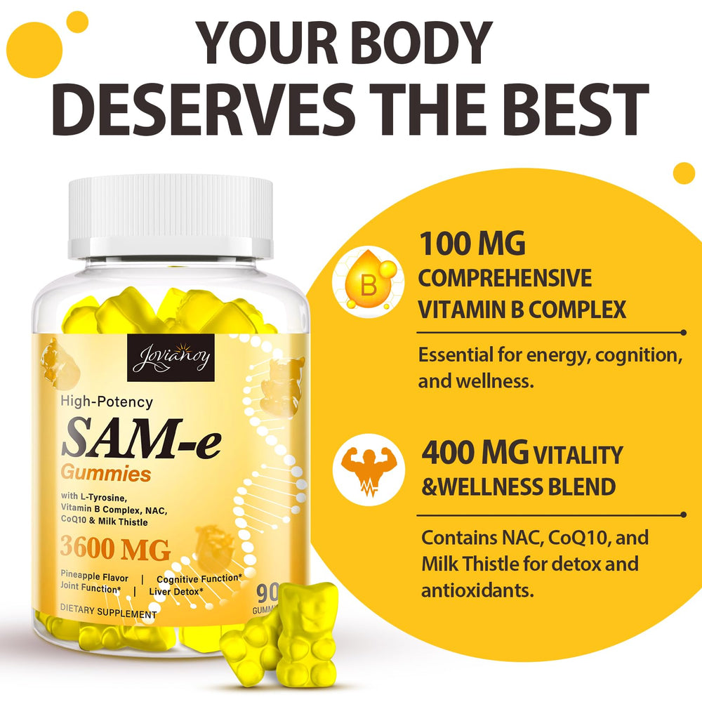 Jovianoy SAM-e Gummies packaging front showcasing pineapple flavor