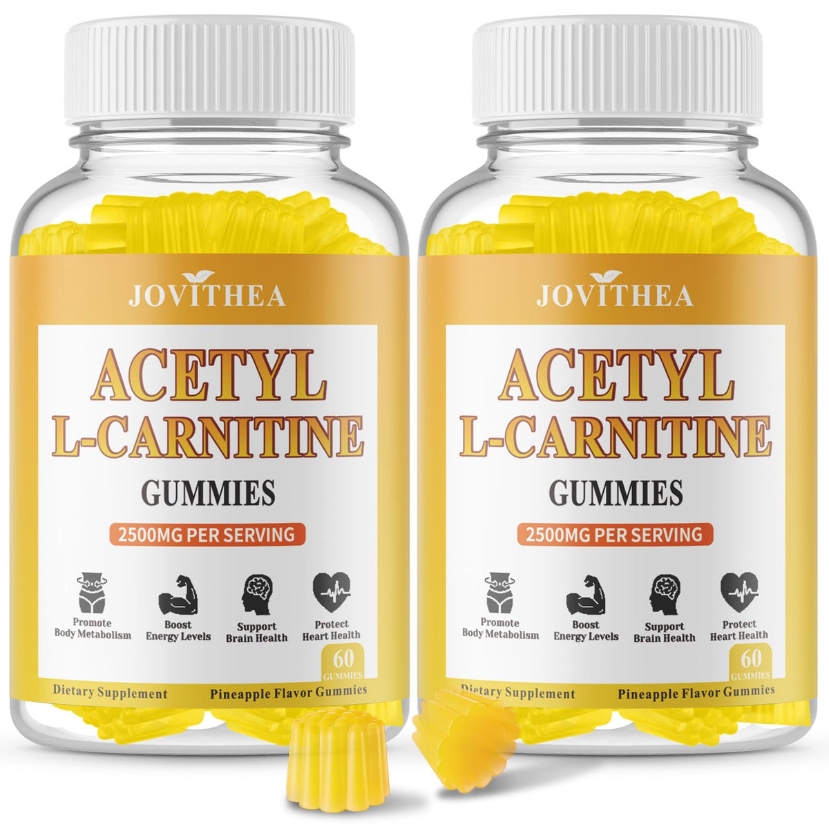 JOVITHEA Acetyl L-Carnitine gummies bottle promoting convenient energy support.