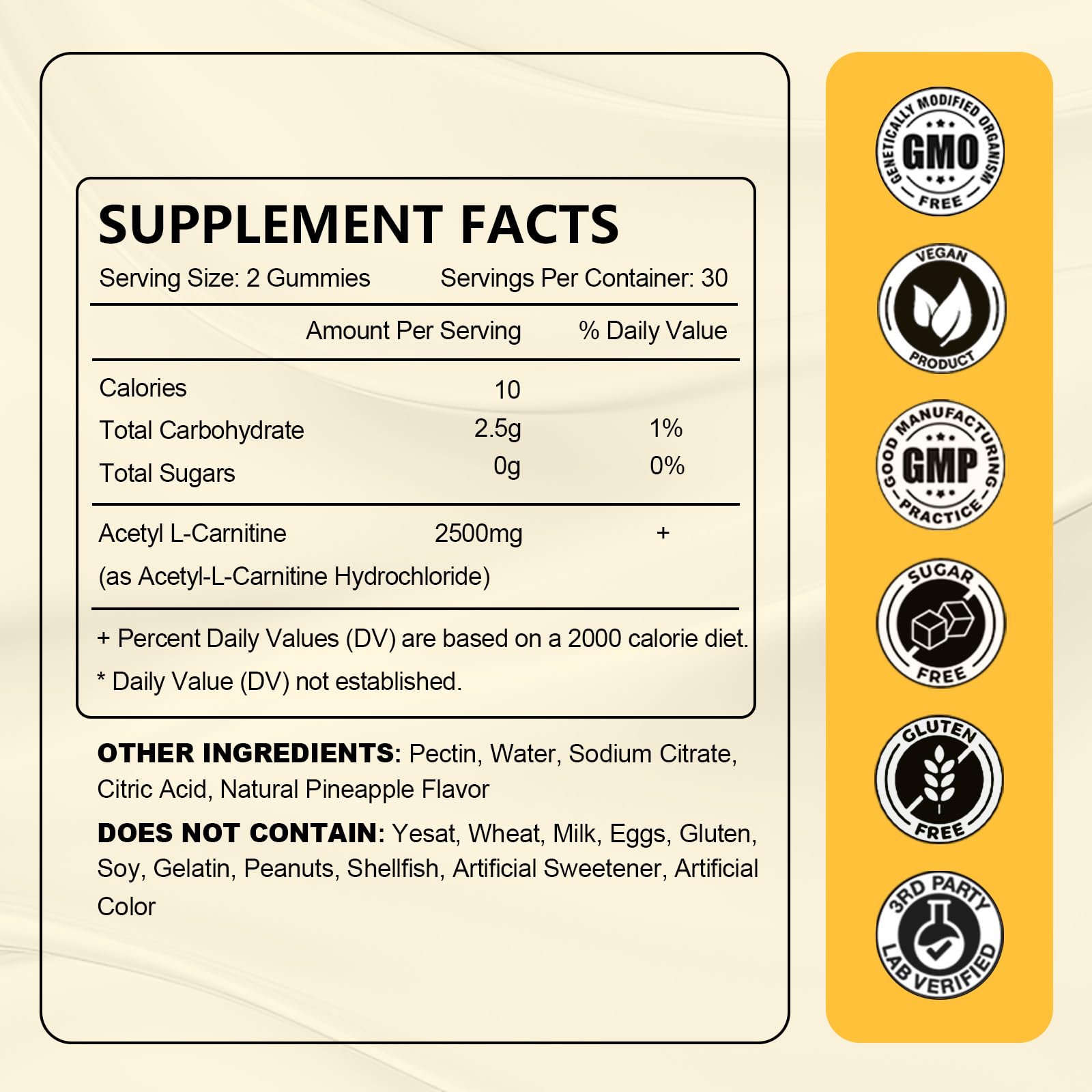 JOVITHEA Acetyl L-Carnitine gummies closeup showing soft chews for focus.