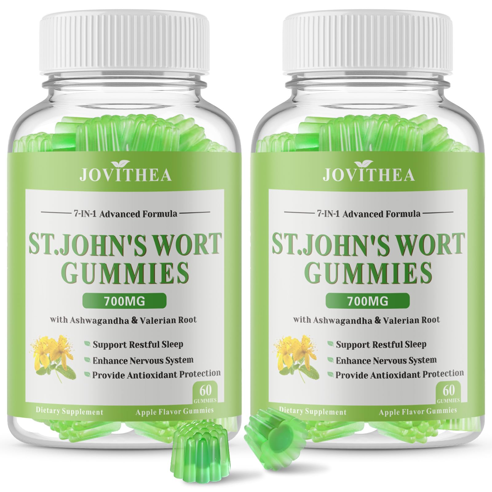 JOVITHEA St John's Wort Gummies 700mg bottle promotes calm and balance.