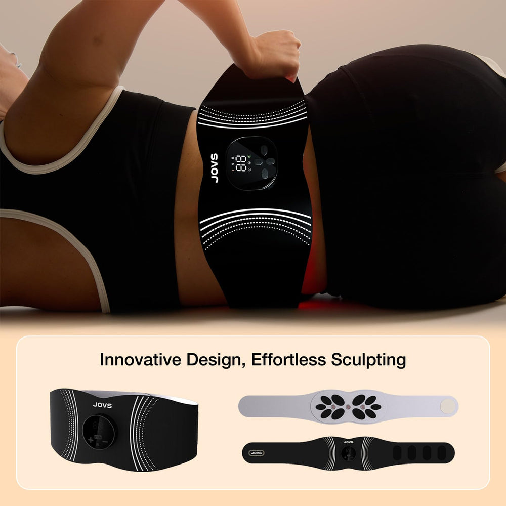 JOVS heat therapy setting delivering 40-50C heat for muscle relaxation.