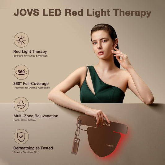 JOVS LED neck-chest mask focused on chest area for decollete treatment.