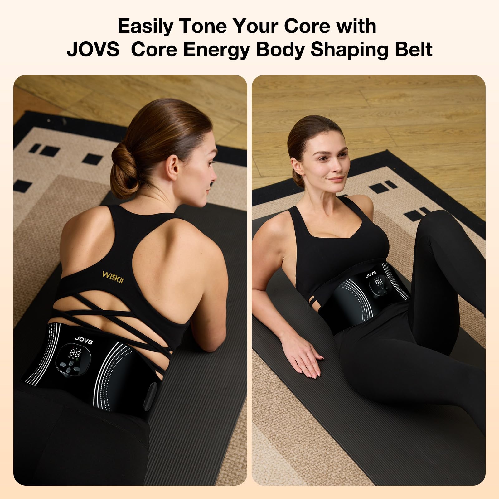 JOVS portable cordless belt for on-the-go sessions.