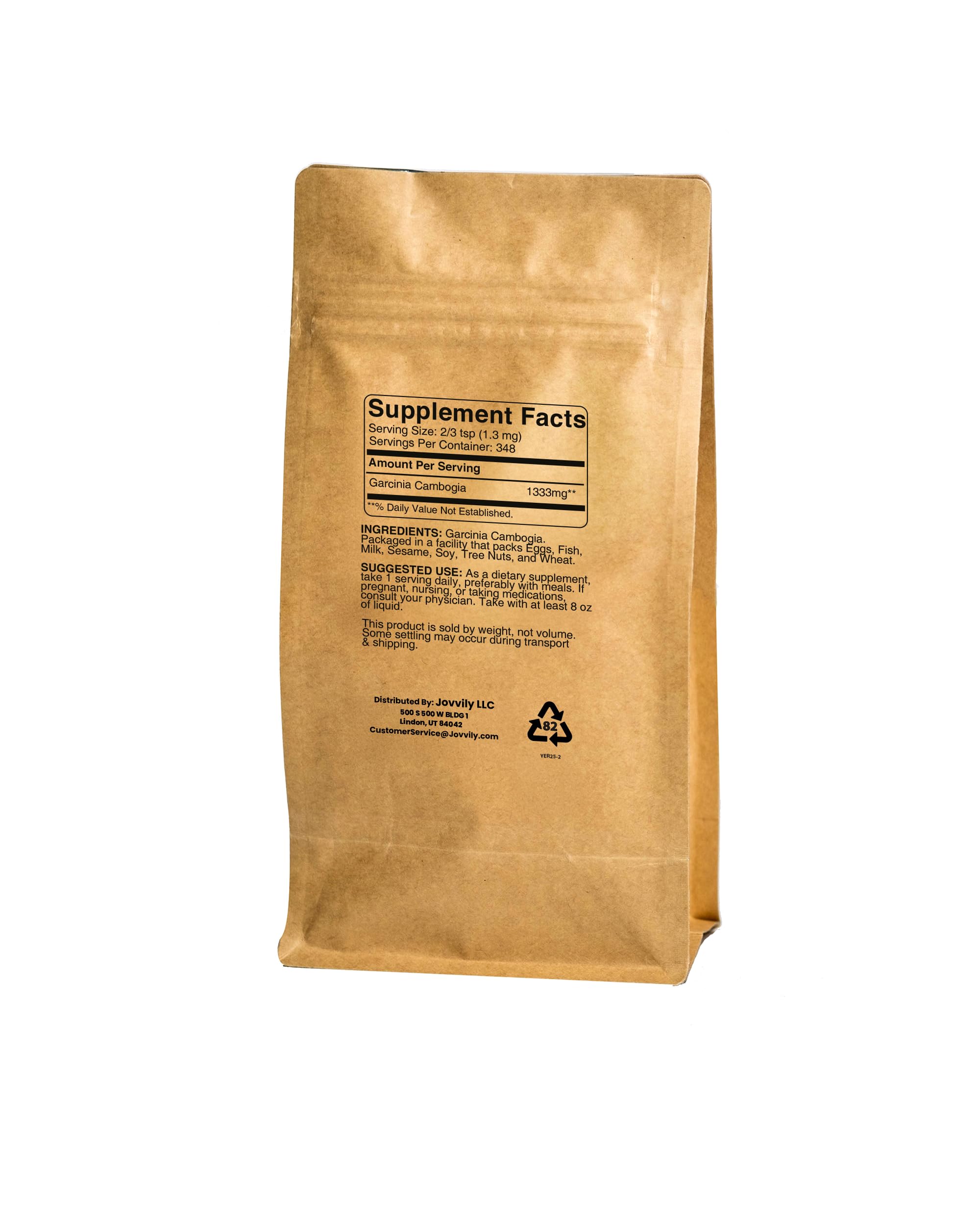 Jovvily Garcinia Cambogia powder close-up, smooth texture ideal for effortless mixing.
