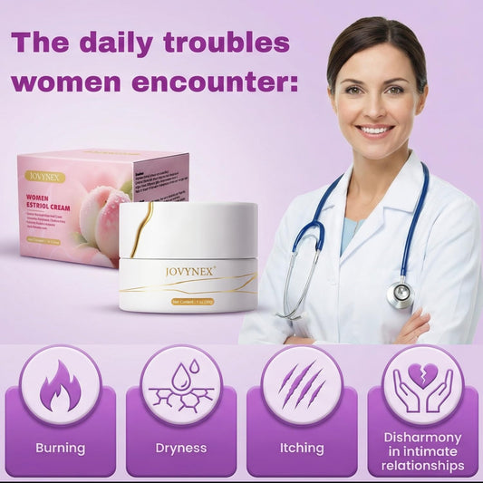 JOVYNEX estriol cream packaging discreet design for private storage