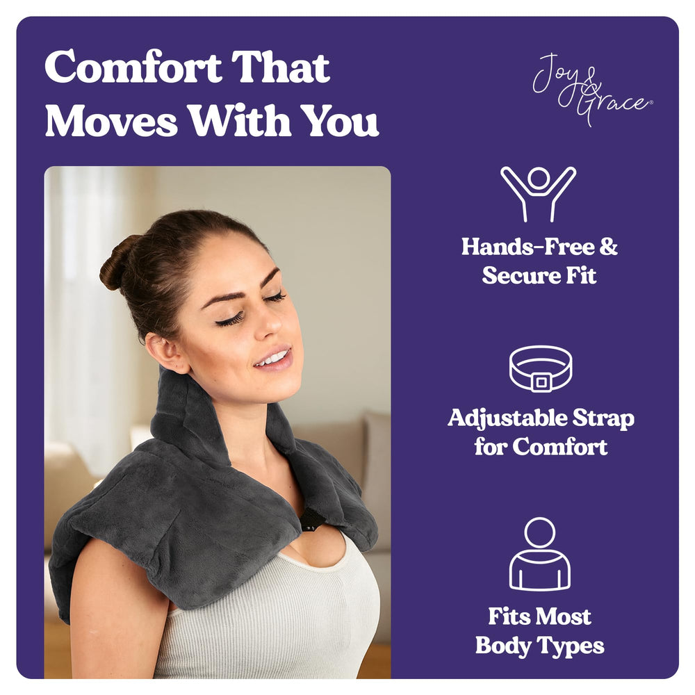 Joy & Grace ergonomic collar design targeting neck relief while reading or working