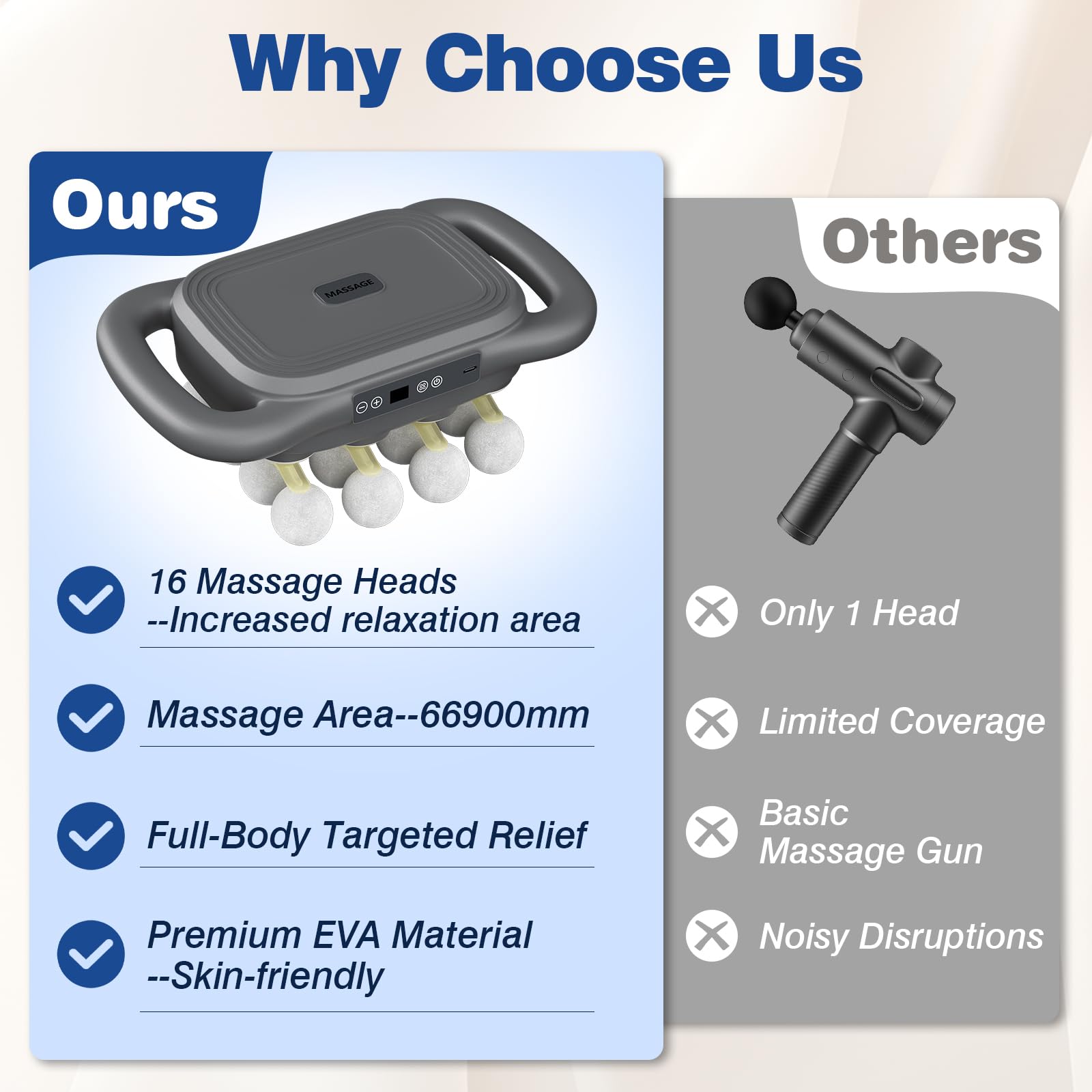 JoyCub full-body massage gun delivers wide-area relief across major muscle groups