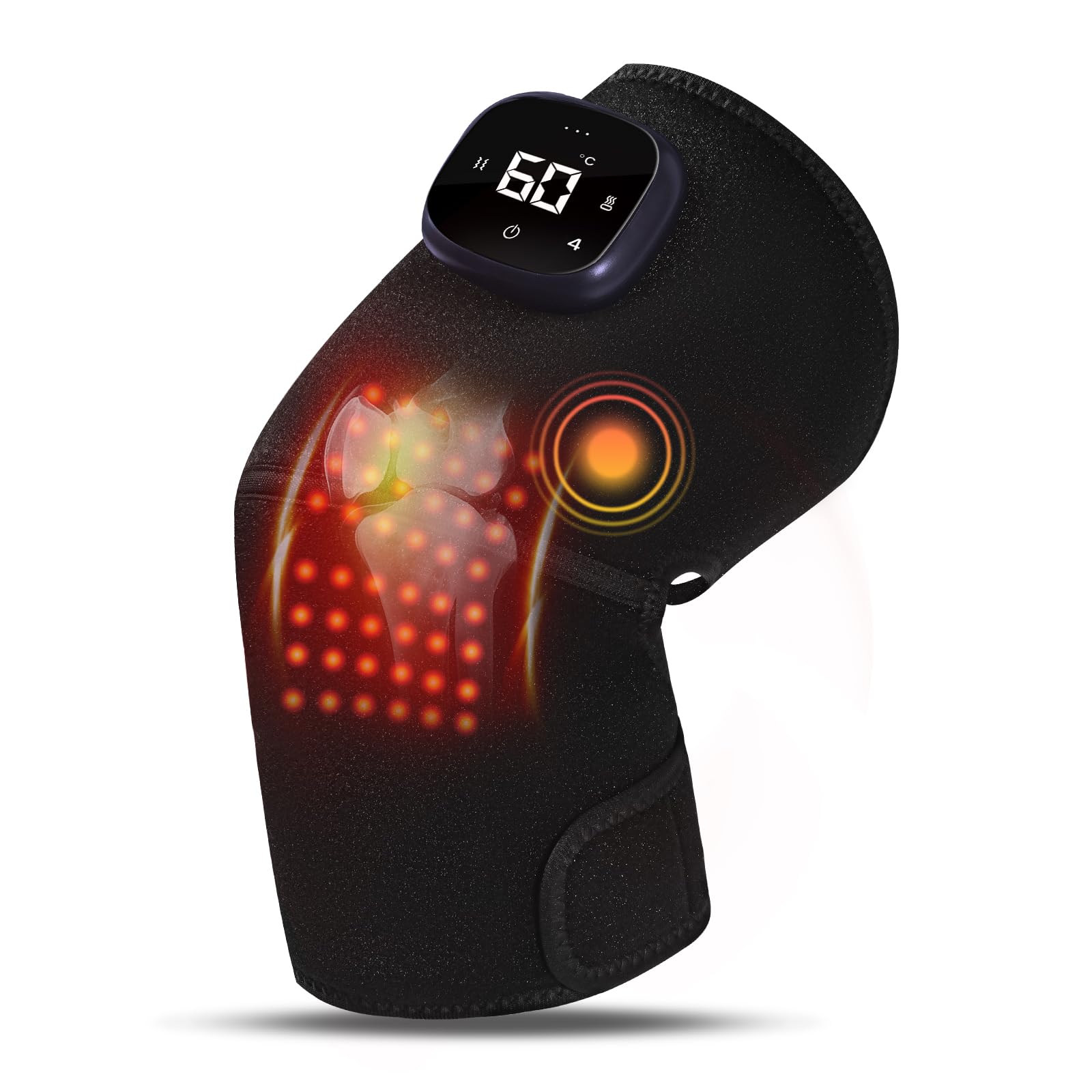 JoyJoint red light knee brace worn on knee for targeted relief.