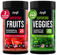 Joyli Nutrition Fruits & Veggies packaging highlights 45 ingredients for daily wellness
