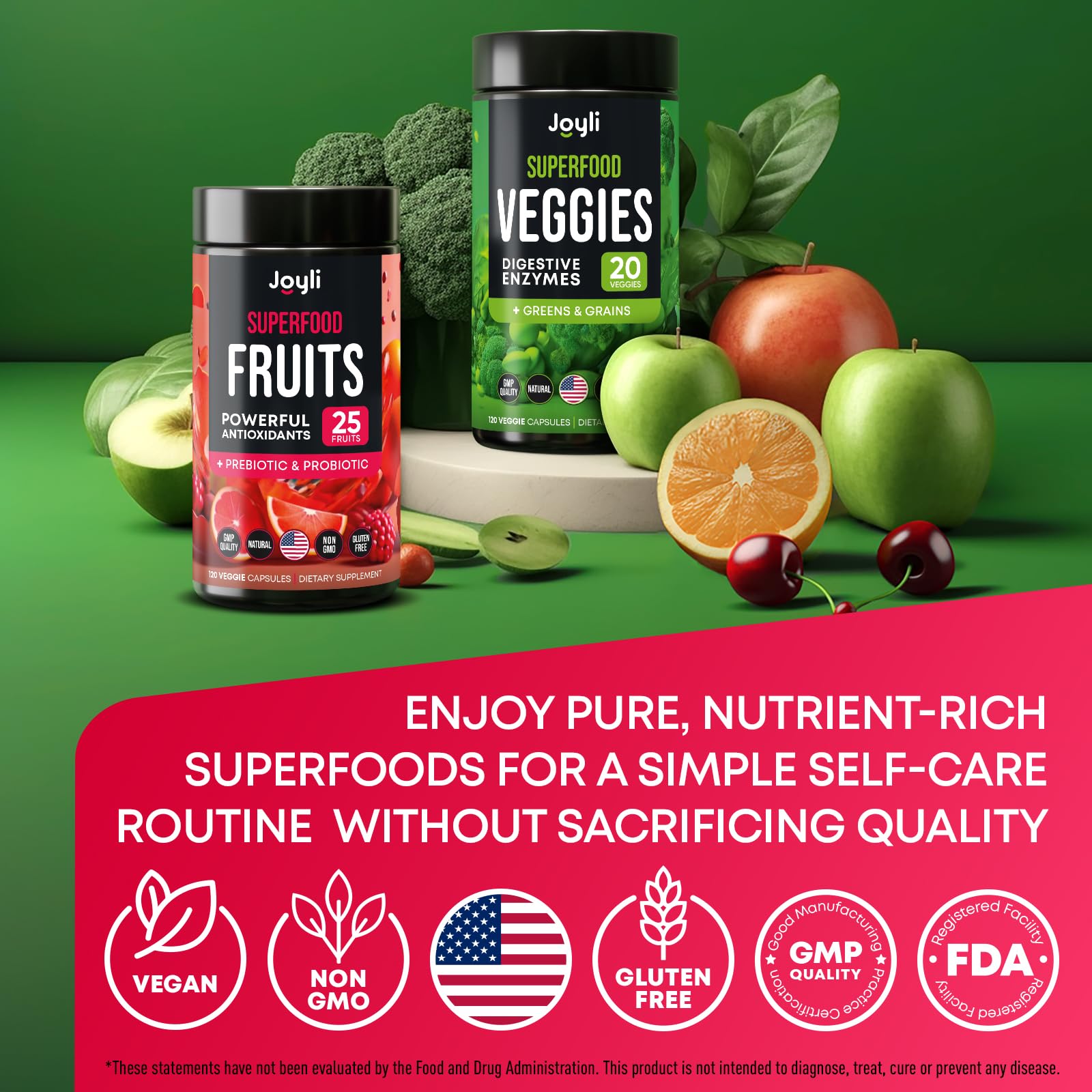 Joyli Nutrition serving spoon beside capsules signals easy daily routine