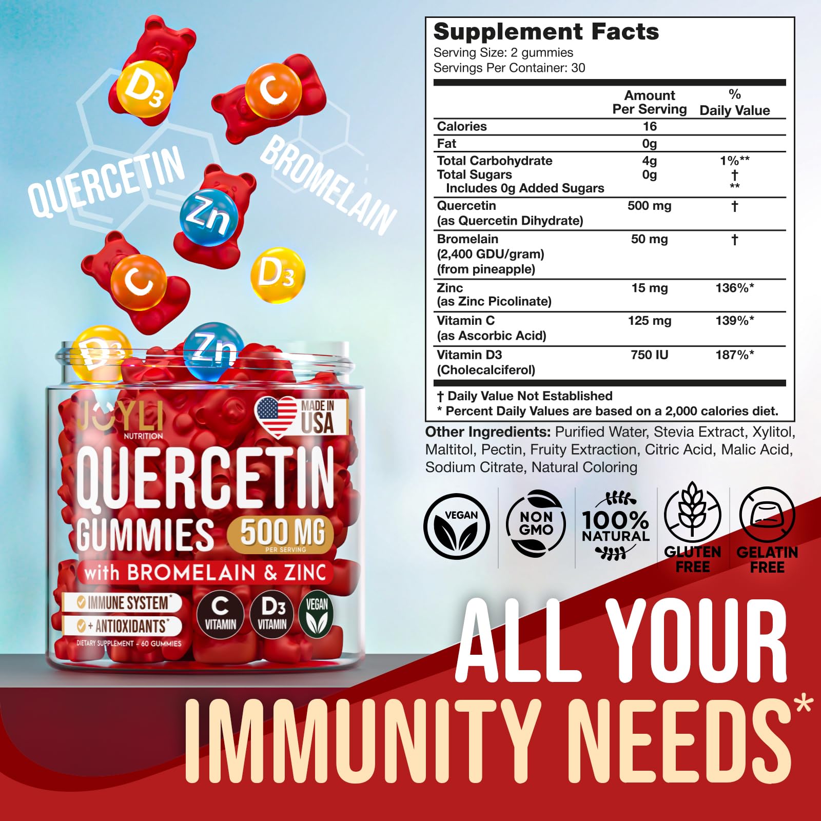 Joyli Quercetin Gummies two-pack setup shows value and consistent wellness.