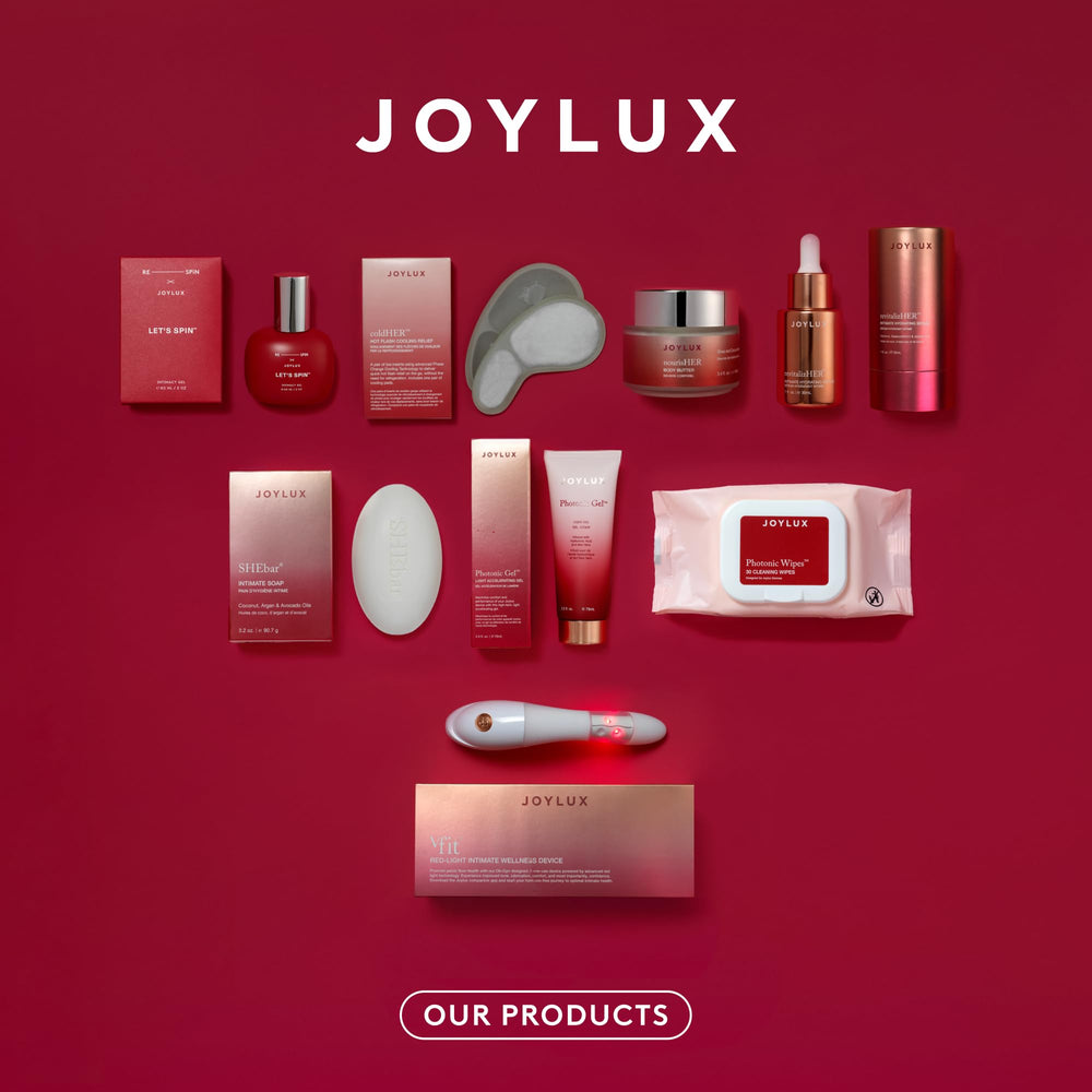 Joylux Photonic Gel closeup with aloe and hyaluronic acid ingredients.