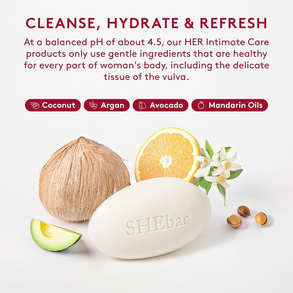 Joylux SHEBar 4-Pack demonstrating soap-free formula forming a luxurious foam.