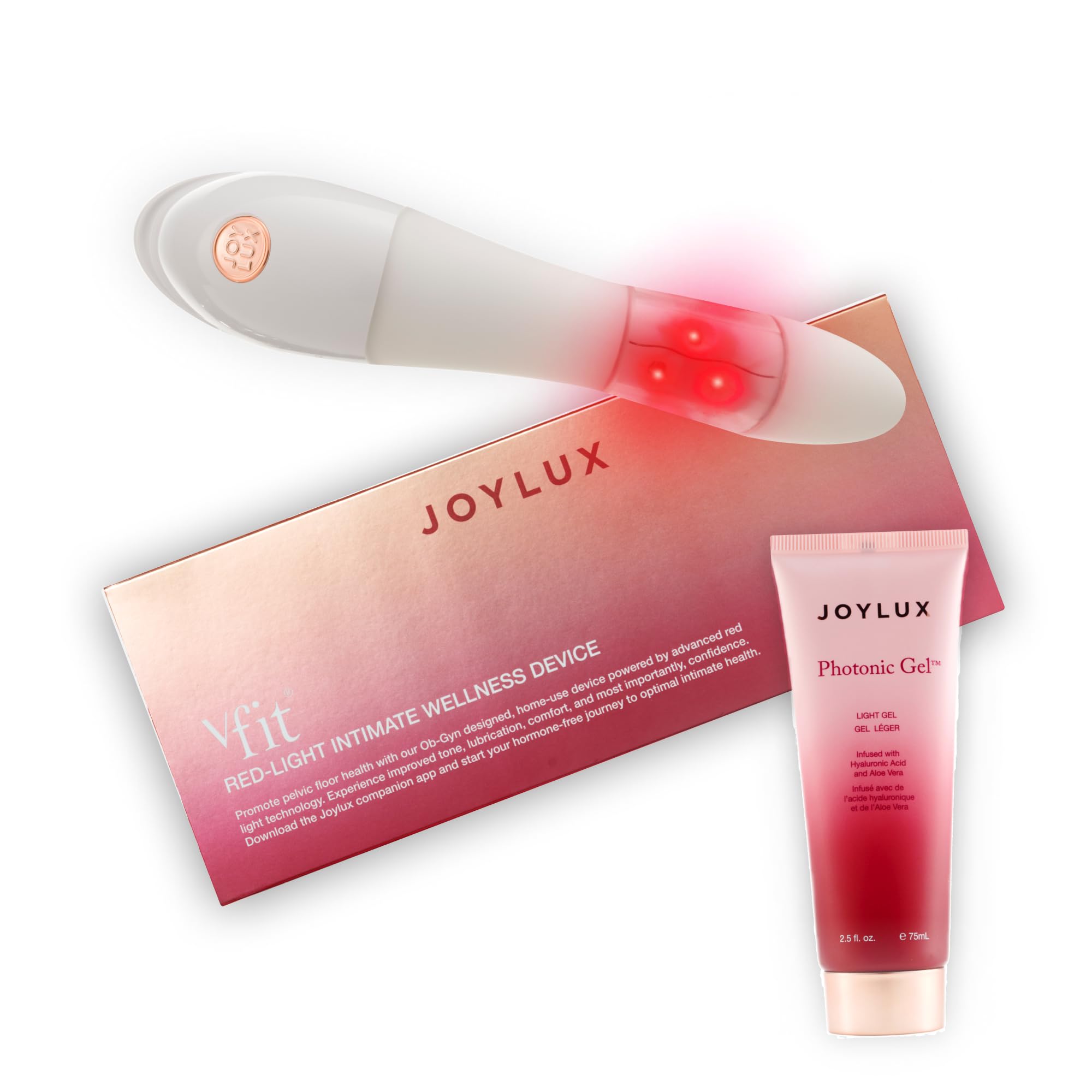 Joylux vFit device for private at-home wellness sessions with gentle warmth.