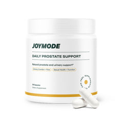 JOYMODE Daily Prostate Support bottle front showcases brand and daily wellness use.