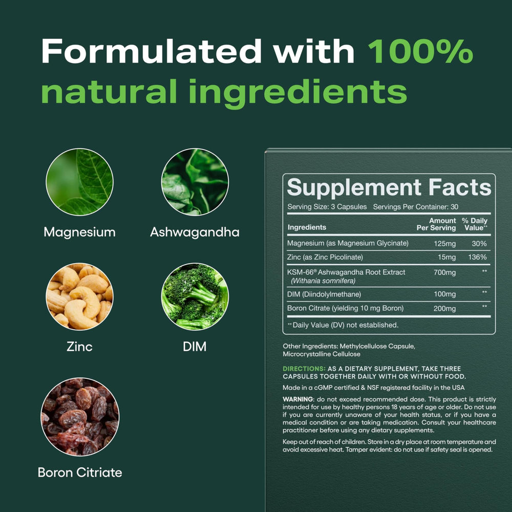 Joymode DIM boron zinc capsules close-up demonstrating micronutrient support for wellness.