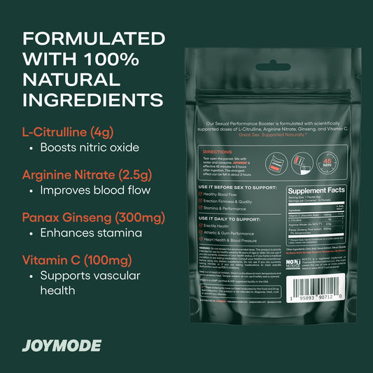 JOYMODE Performance Booster bottle side view reveals compact on-the-go packaging.