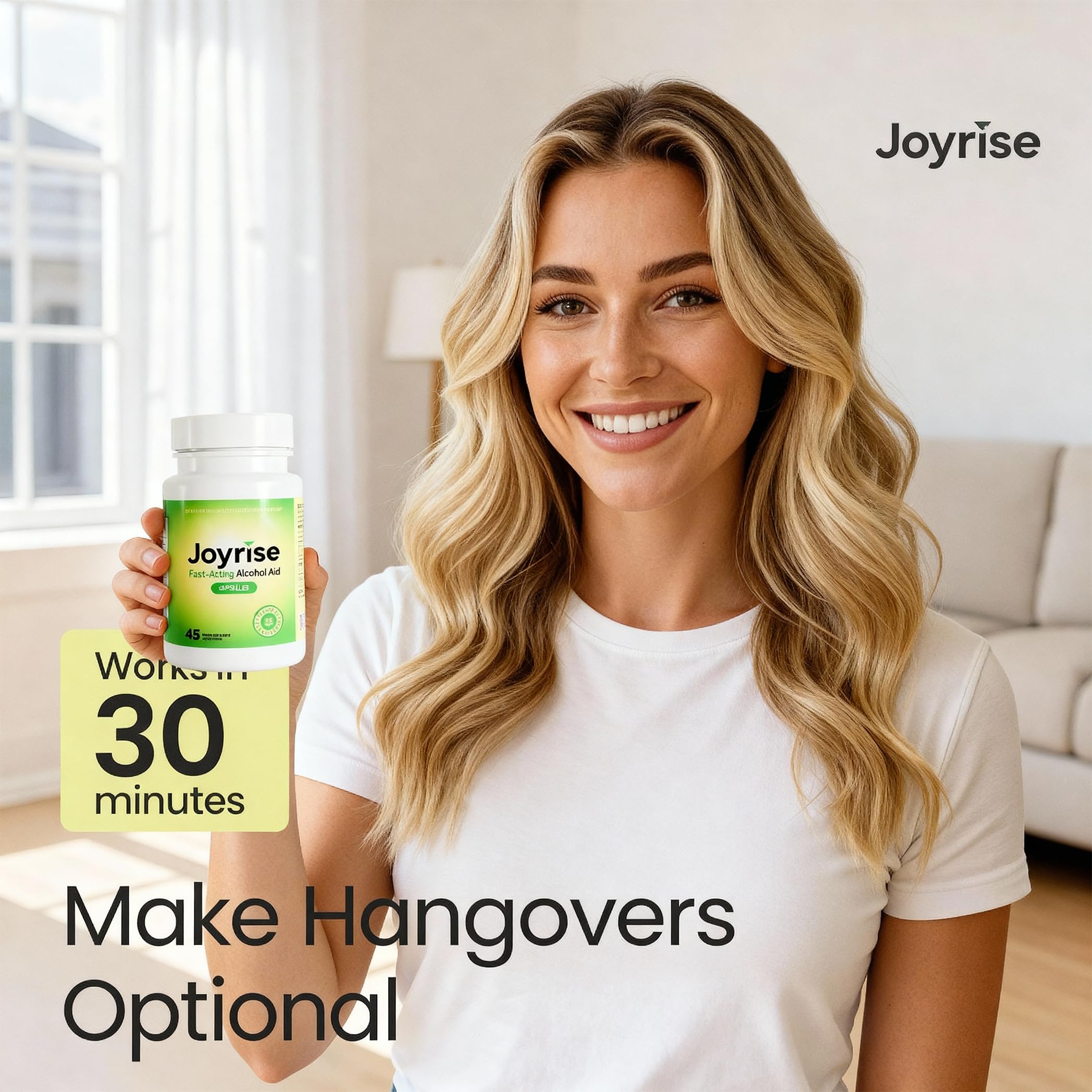 Joyrise bottle on a desk for easy nighttime supplementation.