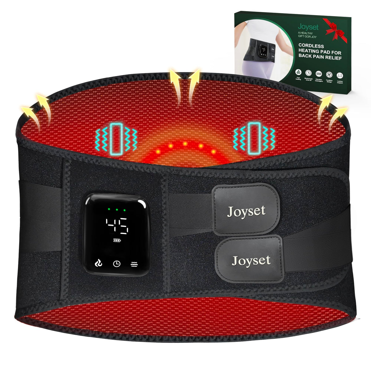 Joyset cordless heating pad back heat for customizable warmth on demand