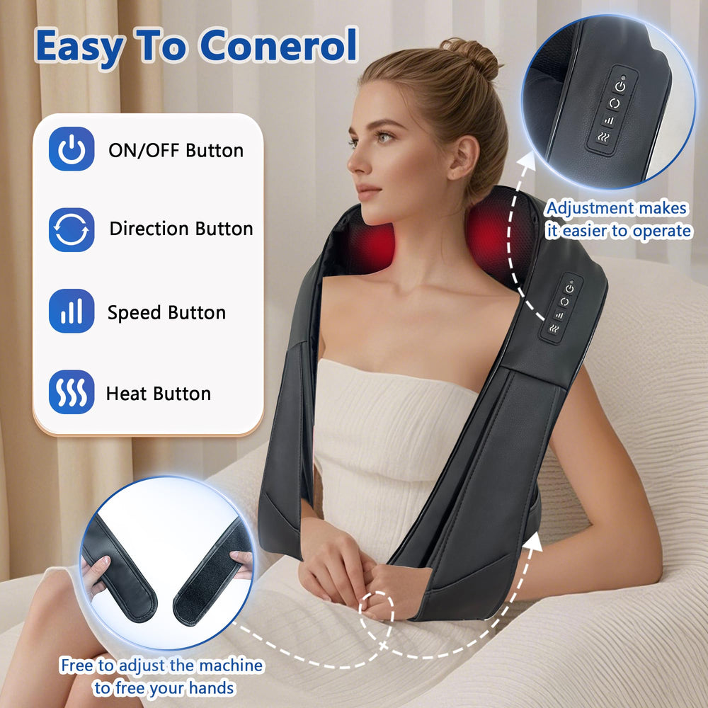 Joyset cordless neck massager heating function provides infrared warmth during sessions