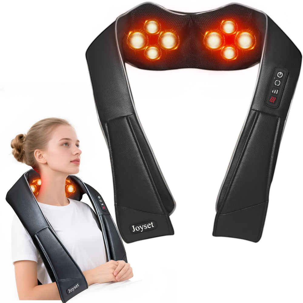 Joyset neck massager heat closeup showing heated nodes for targeted relief