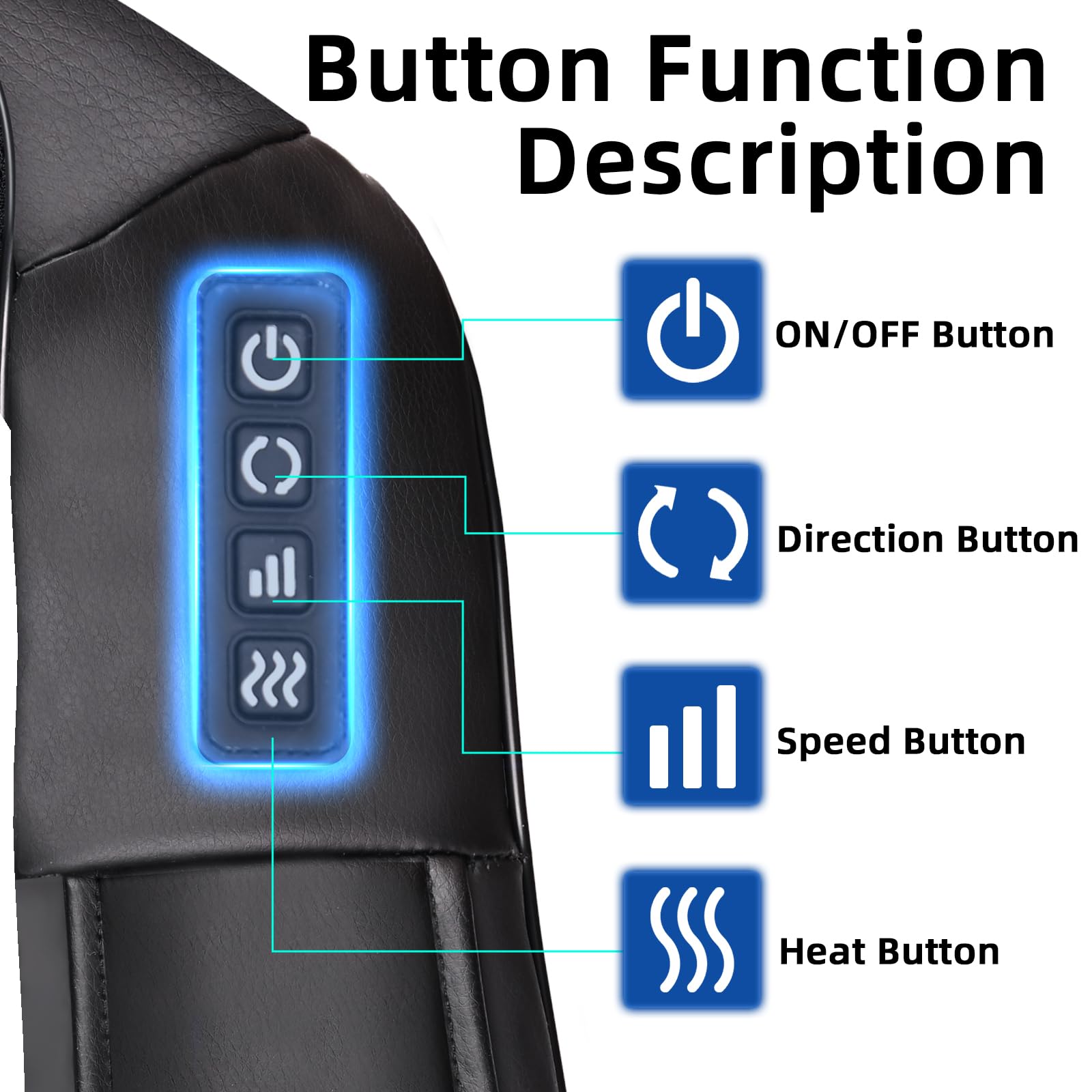 Joyset Shiatsu kneading nodes close-up showing deep tissue pressure options