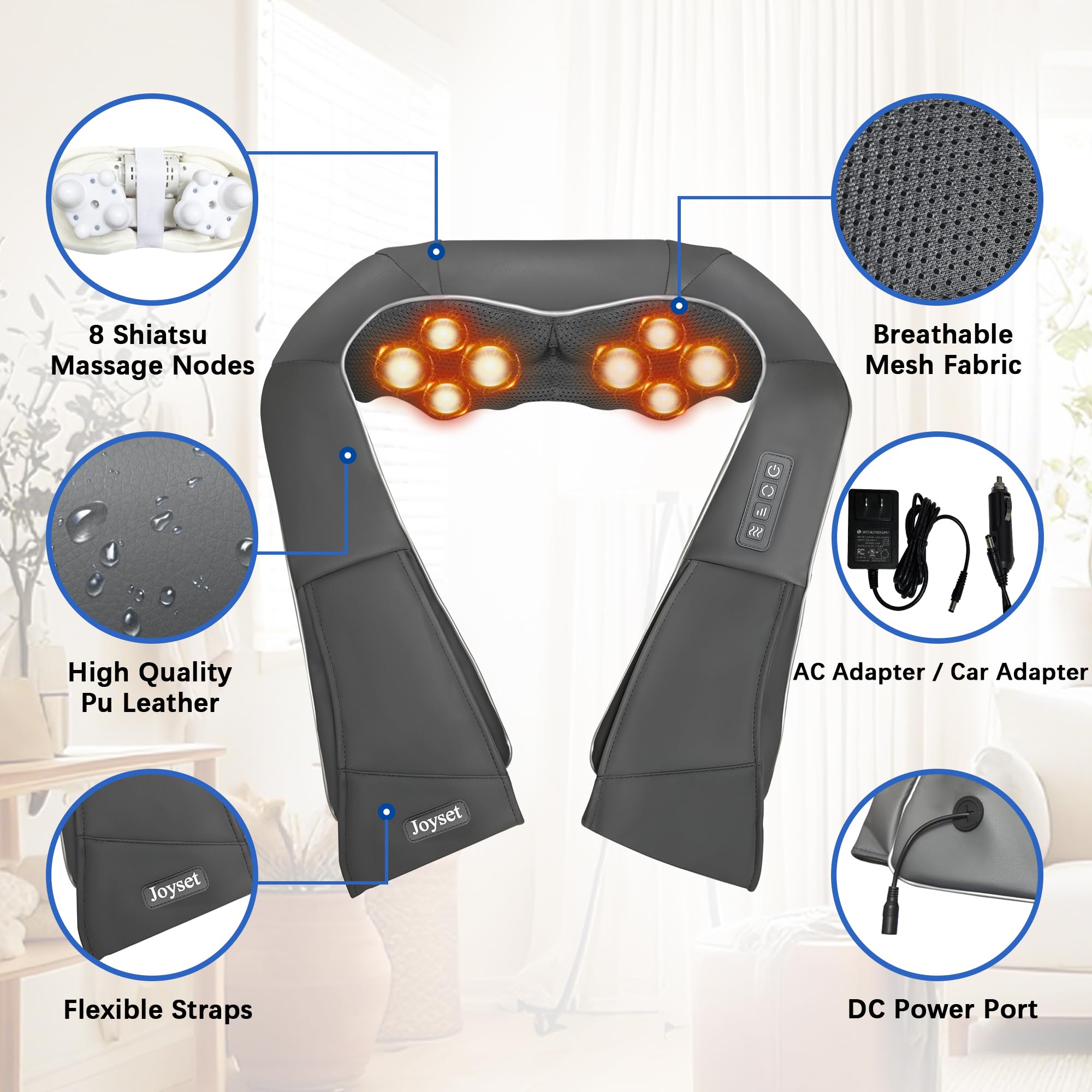 Joyset neck massager with heat function and infrared warmth