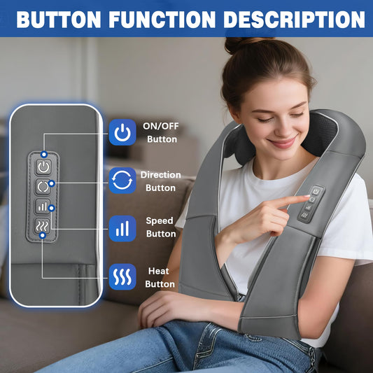 Joyset massager demonstrates 8 kneading nodes for deep tissue relief