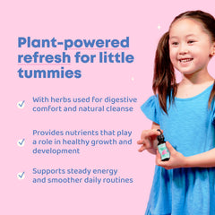 JoySpring cilantro detox kids bottle back label provides clear information for gentle daily use.