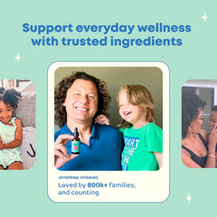 DetoxZee Kids bottle label emphasizes B12 inclusion for a daily vitamin routine.