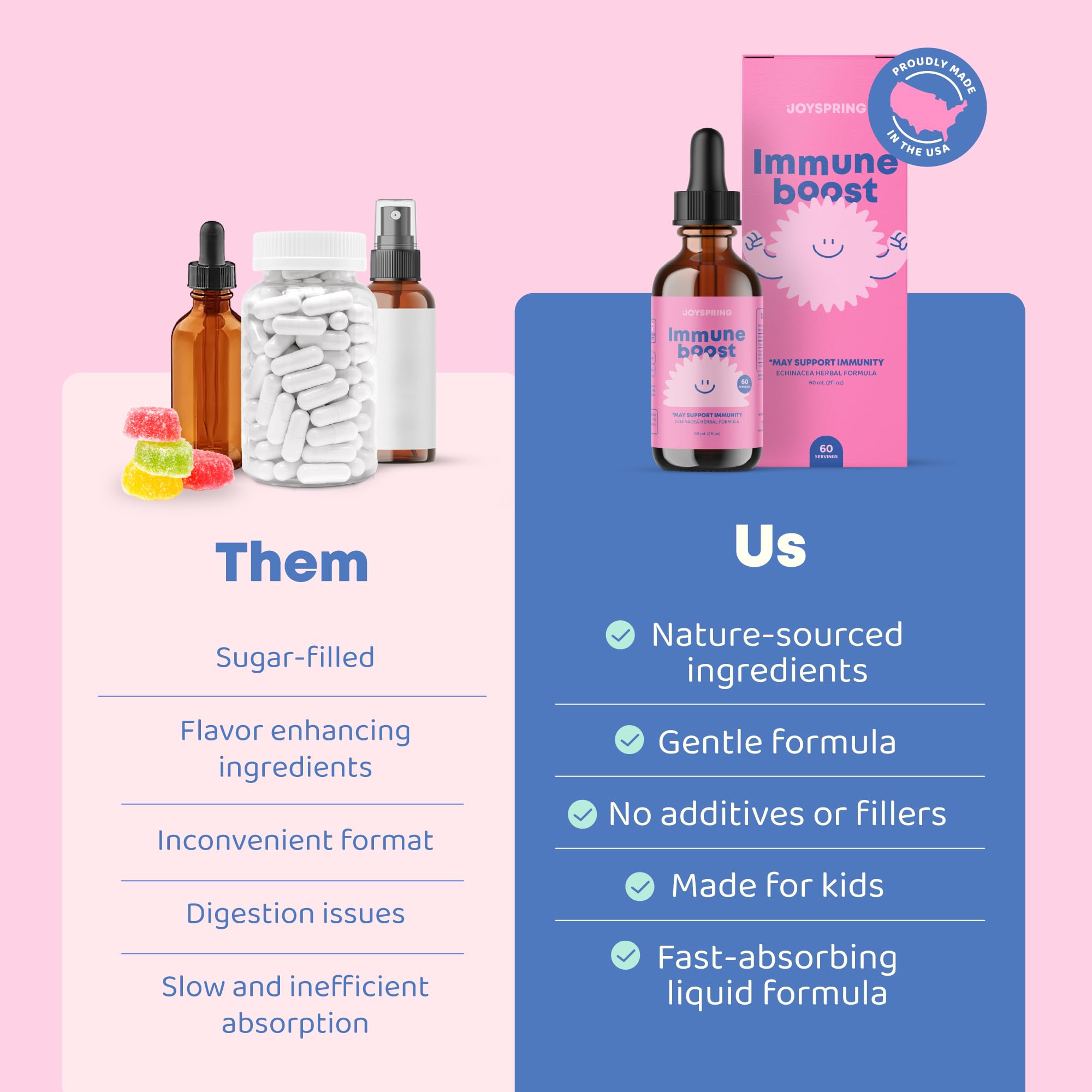 JoySpring Immune Drops elderberry liquid highlight immune support for families