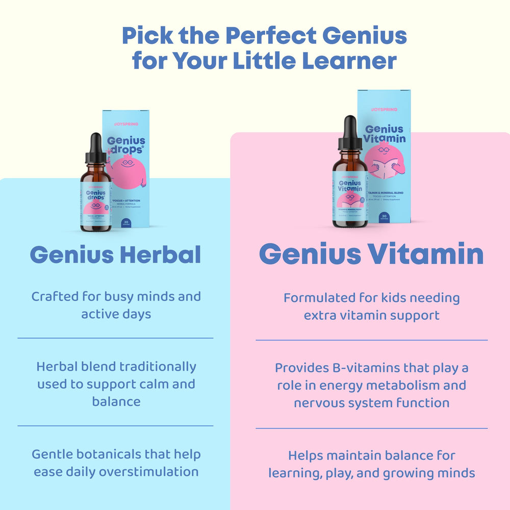 JoySpring Kids B Complex bottle pour shows smooth mixing into drinks.