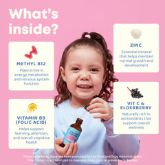 JoySpring Kids B Complex label closeup highlights key vitamins.
