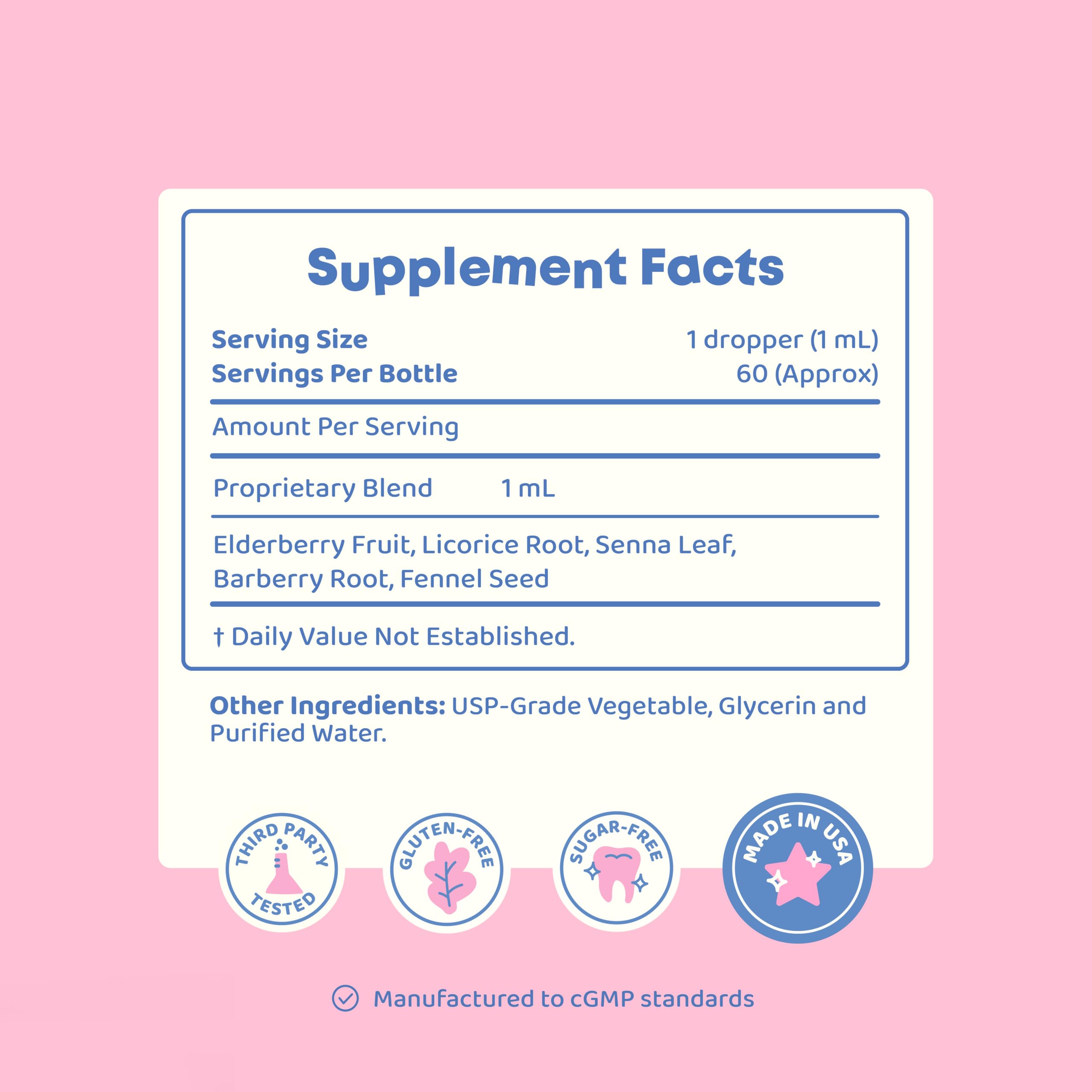 JoySpring Potty Wise dosage guide visual highlights age-based dropper amounts