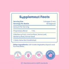 JoySpring Potty Wise dosage guide visual highlights age-based dropper amounts