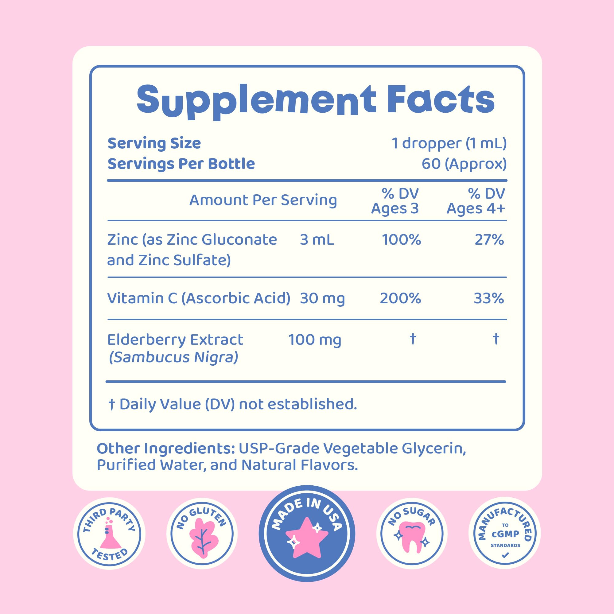 JoySpring ZincBerry drops with clear liquid and measurement marks.