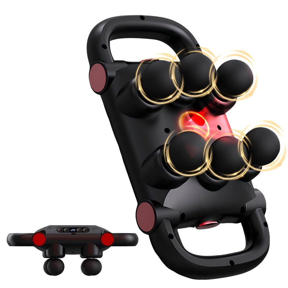 JOYSUWERUN 6-Head Massage Gun Set front view, portable quiet massager for home use