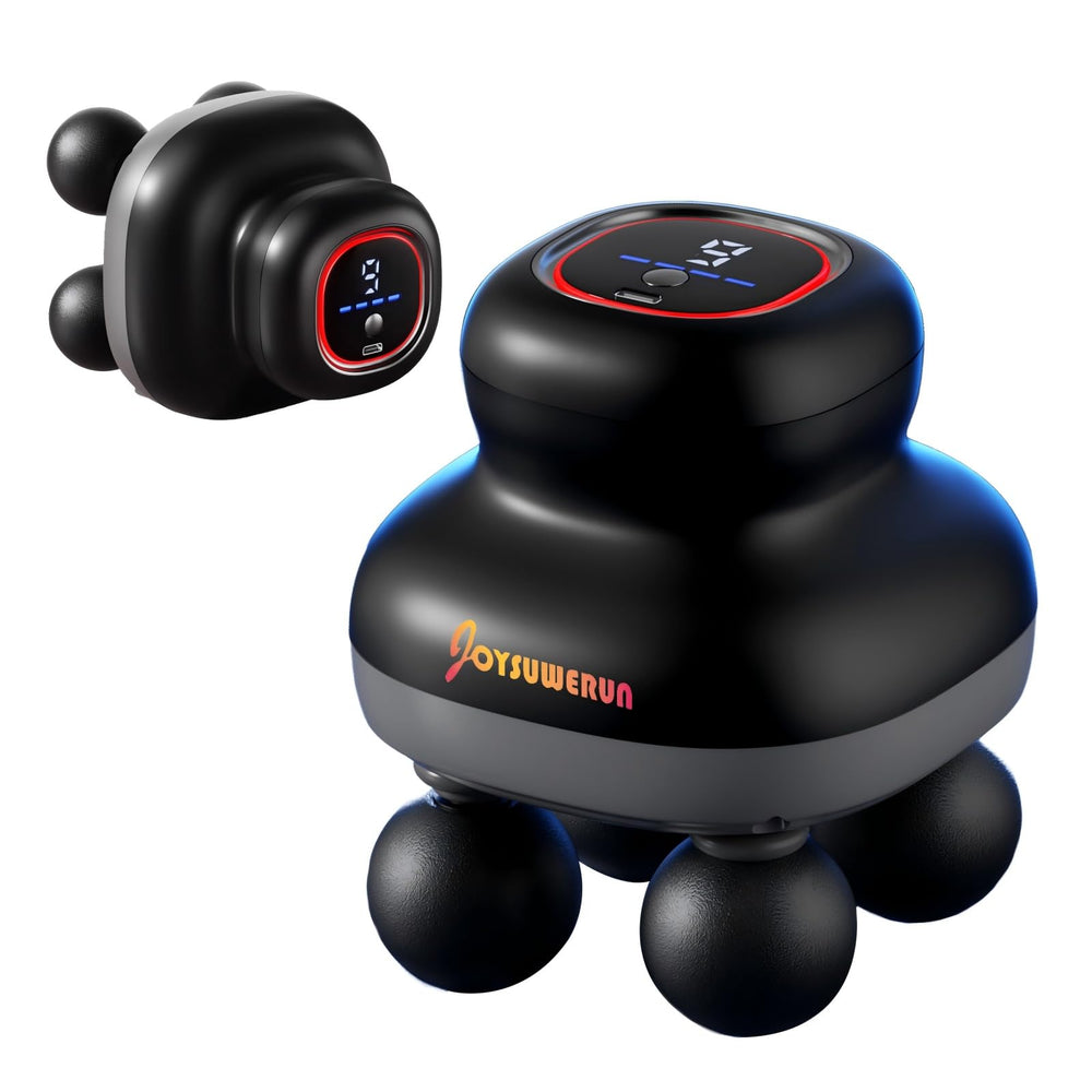 JOYSUWERUN massage gun with 4 heads for versatile muscle relief.