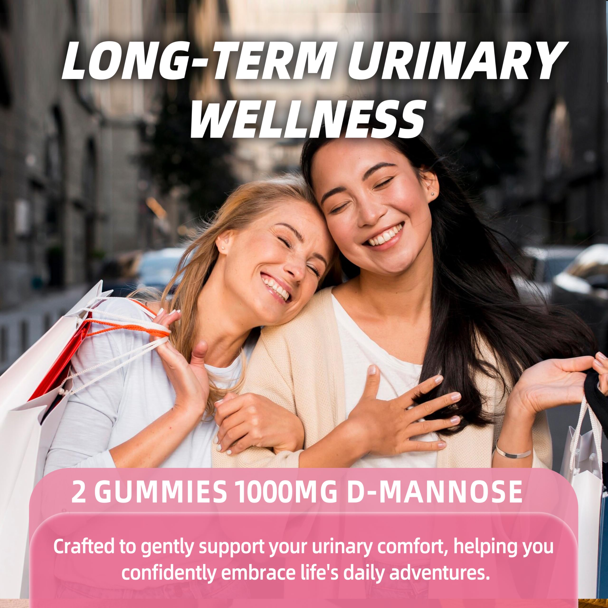 Joywiit D-Mannose Gummies cranberry illustration emphasizing bladder-friendly benefits.