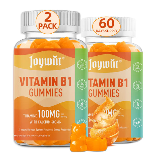 Joywiit B1 gummies bottle front with orange flavor for daily energy support.