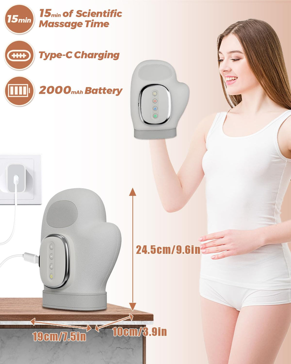 Joyzan hand massager displays 3 temperature settings for warmth