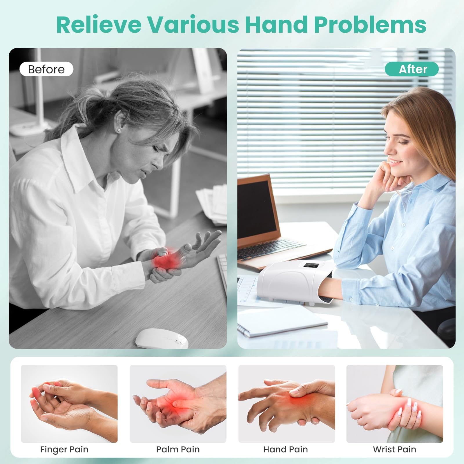 JQX hand massager in use during rests supports acupoint stimulation.